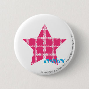 Plaid Magenta 3 2 Inch Round Button