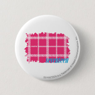 Plaid Magenta 4 2 Inch Round Button