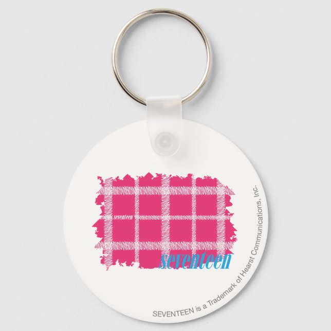 Plaid Magenta 4 Keychain (Front)