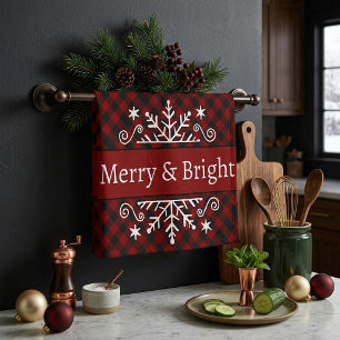 Plaid Merry & Bright snowflake Kitchen Towel