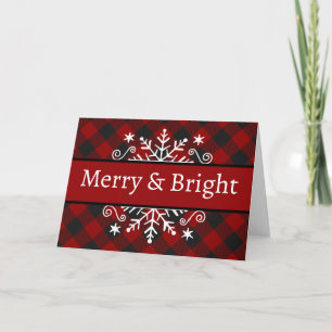 Plaid Merry & Bright snowflake Postcard