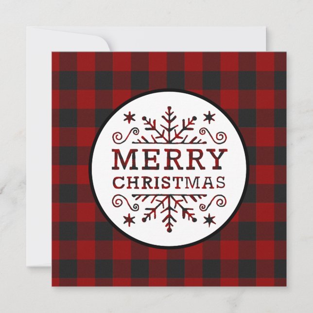 Plaid Merry Christmas Holiday Card (Front)