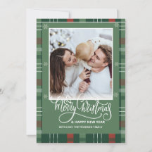Plaid Merry Christmas Overlay Photo White Script