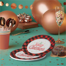 Plaid Merry Christmas Paper Plate