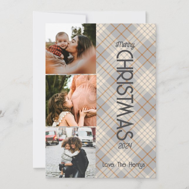 Plaid Merry Christmas Photo Greeting Card (Front)
