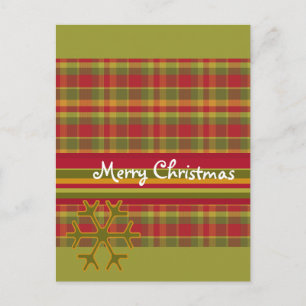 Plaid Merry Christmas Postcard