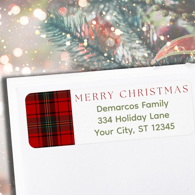 Plaid Merry Christmas Return Address Label (Plaid Merry Christmas Return Address Label
)