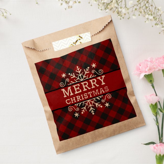 Plaid Merry Christmas snowflake  Favour Bag (Sealed)