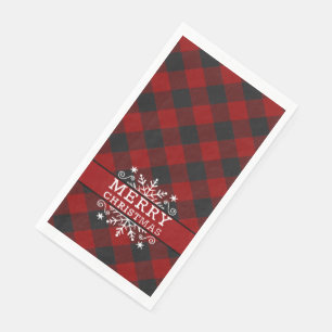 Plaid Merry Christmas snowflake Napkin