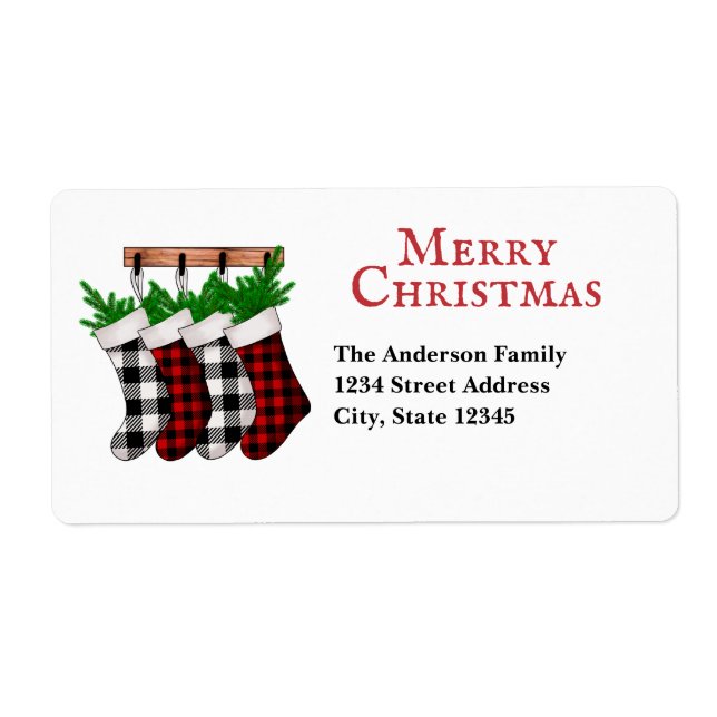 Plaid Merry Christmas Stockings (Front)
