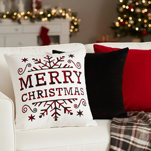 Plaid Merry Christmas Throw Pillow