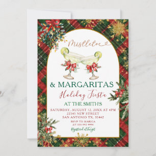 Plaid Mistletoe & Margaritas Holiday Party Invitat Invitation
