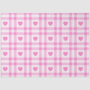 Plaid Modern Pink Heart Collection Tissue Paper