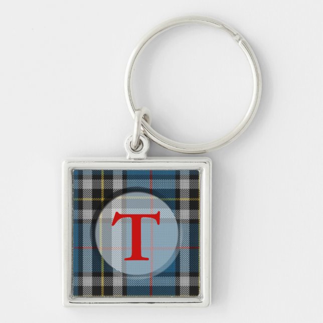 Plaid Monogram/Photo Frame Keychain (Front)