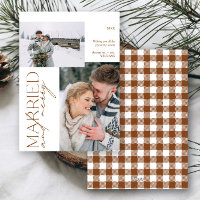 Plaid Mr and Mrs Married & Merry Photo
