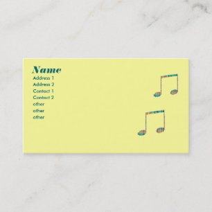 plaid musical notes business card