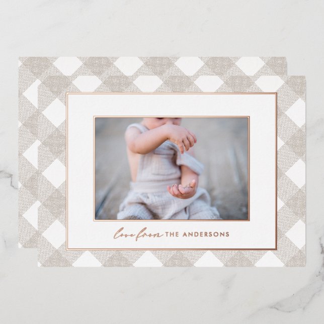 Plaid natural modern rustic elegant photo holiday (Front/Back)
