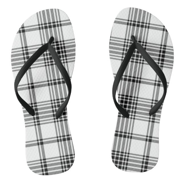 Plaid - Noir Blanc - Emo - Paire de tongs (Semelle)
