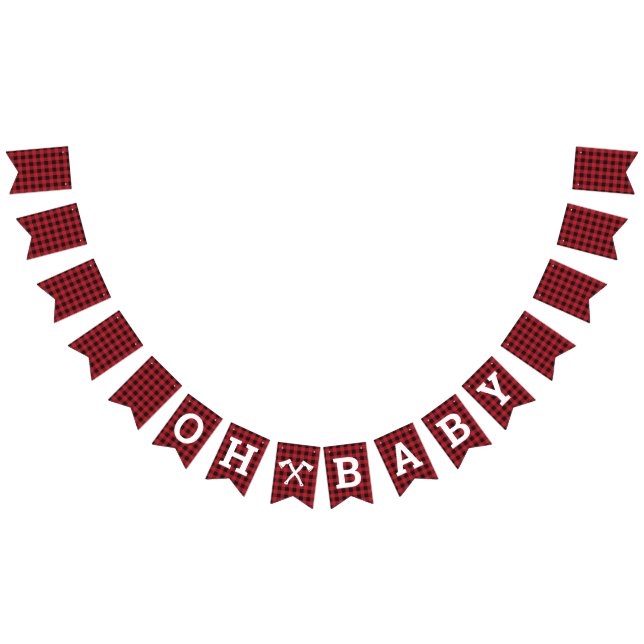 Plaid Oh Baby Shower Bunting Banner (All)