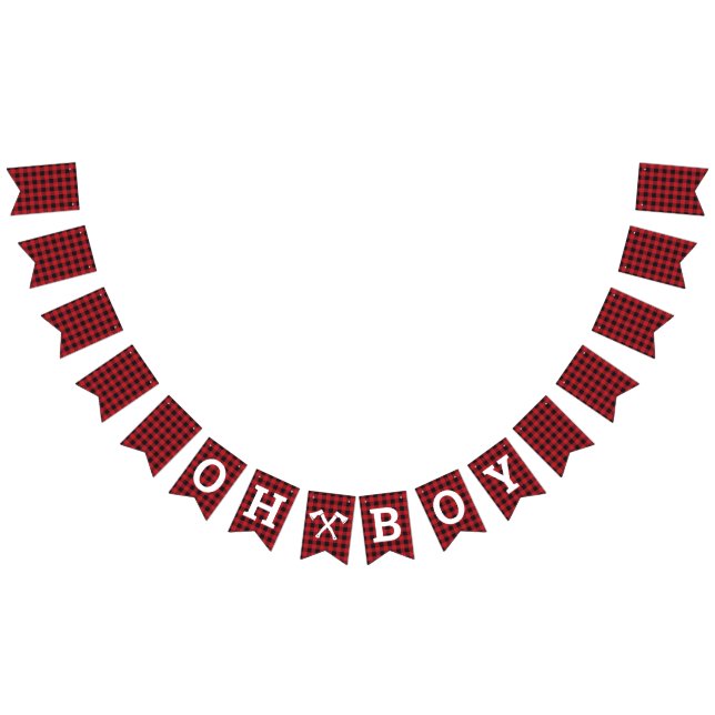 Plaid Oh Boy Baby Shower Bunting Banner (All)