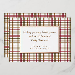 Plaid Old Fashioned Christmas Foil Holiday Card