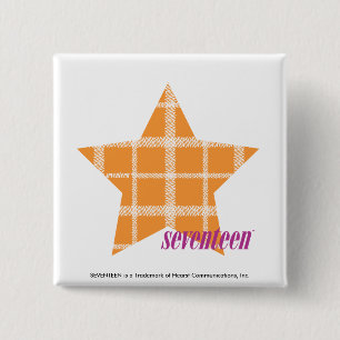 Plaid Orange 2 2 Inch Square Button