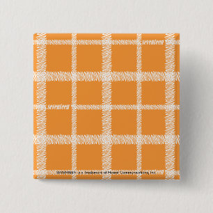 Plaid Orange 2 Inch Square Button
