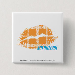 Plaid Orange 2 Inch Square Button