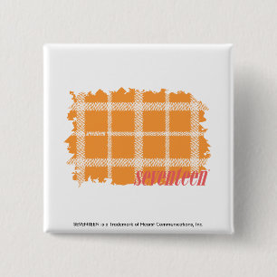 Plaid Orange 3 2 Inch Square Button