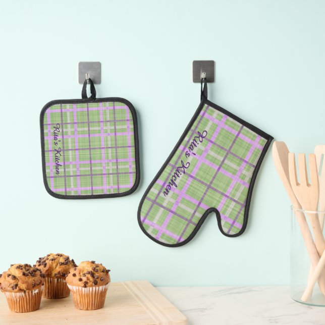 Plaid Oven Mitt & Pot Holder Set (Insitu(Hanging))