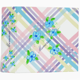 Plaid Pastel And Flowers Binder