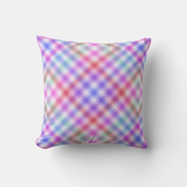 Plaid Pastel Pattern Reversible Throw Pillow (Front)