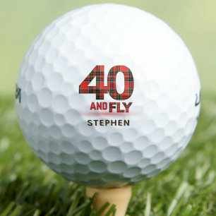 Plaid Pattern 40th Birthday Party Red 40 And Fly Golf Balls
