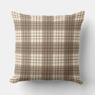 Plaid Pattern Browns & Cream Throw Pillow