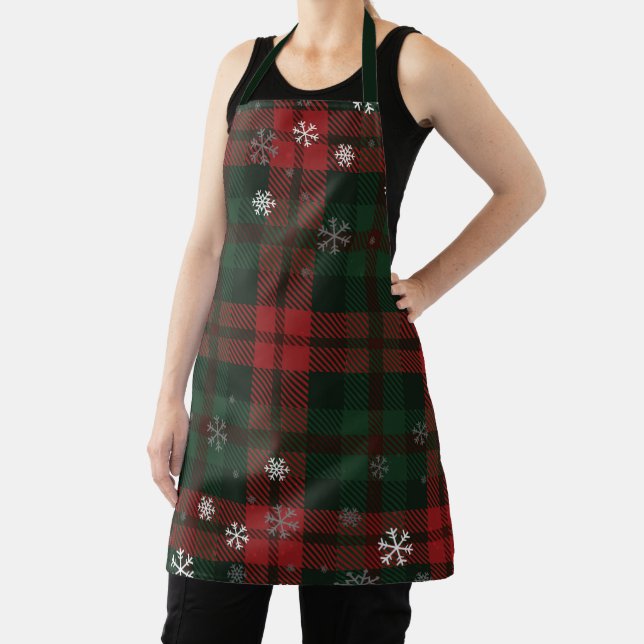 Plaid Pattern Christmas Holiday Apron (Insitu)