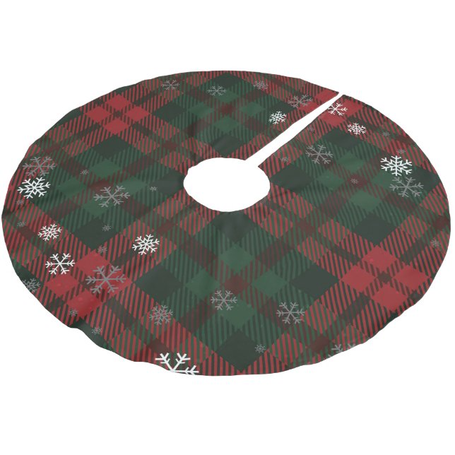 Plaid Pattern Christmas Holidays Brushed Polyester Tree Skirt (Angled)