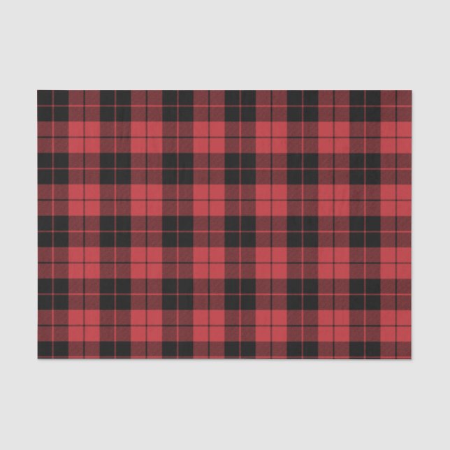 Plaid Pattern Dark Red and Black Tissue Paper (Front)