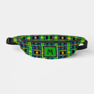 Plaid Pattern Green Orange Black Tartan Check Fanny Pack
