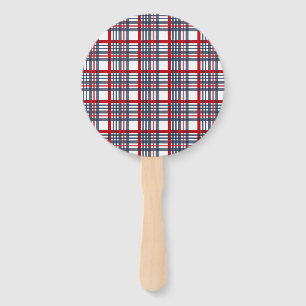 Plaid pattern hand fan