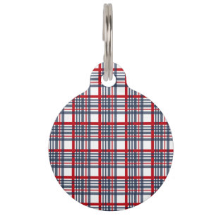 Plaid pattern pet tag
