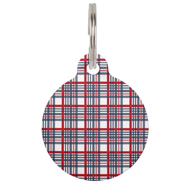 Plaid pattern pet tag (Front)
