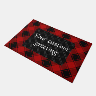 Plaid Pattern - Red and Black Doormat