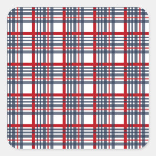 Plaid pattern square sticker