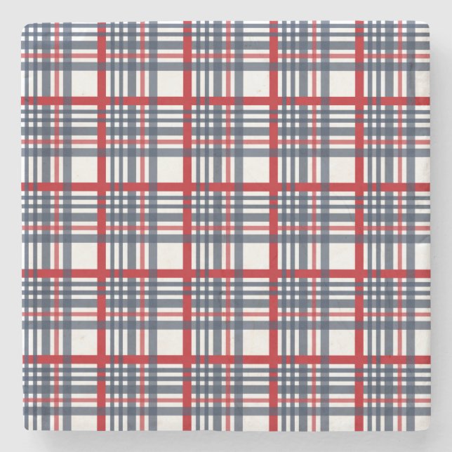 Plaid pattern stone coaster (Front)