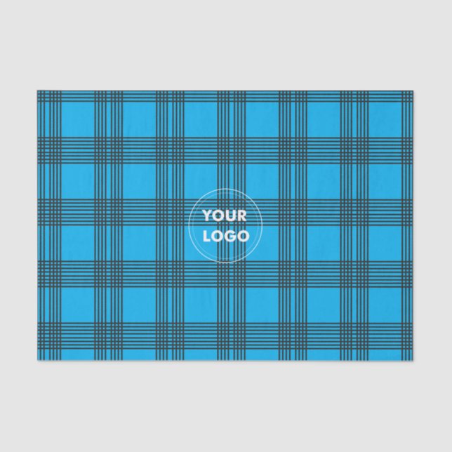 Plaid Pattern with custom logo Tissue Paper (Front)