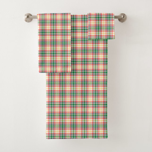 Plaid-patterned towel set with red, green, yellow  (Creator Uploaded)