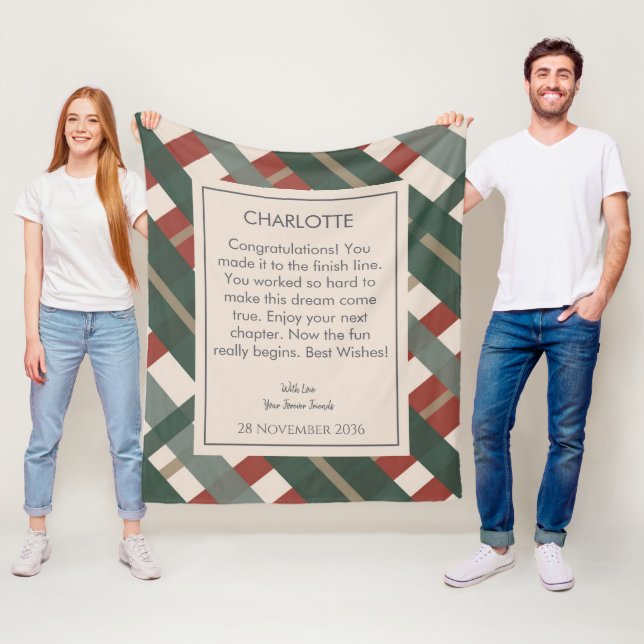 Plaid Patterns Personalized Retirement Gift Fleece Blanket (In Situ)