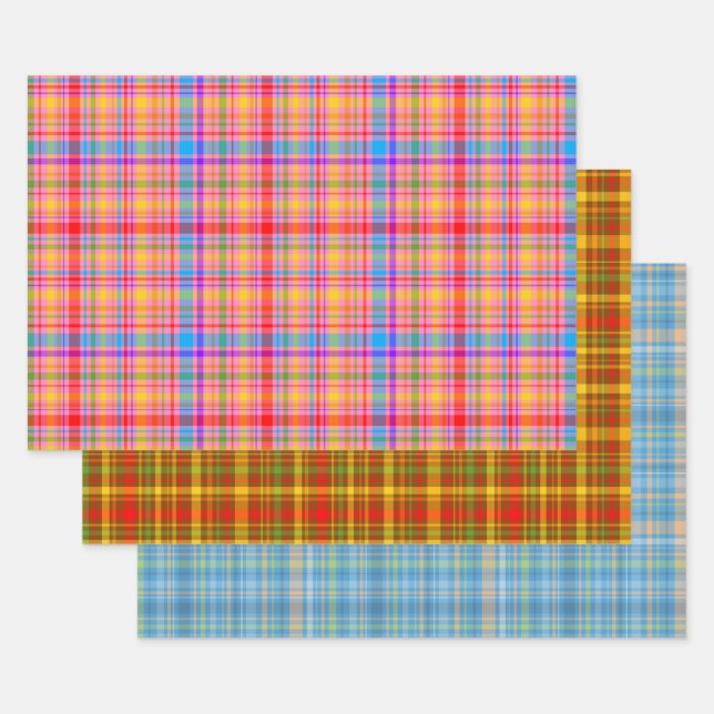 Plaid patterns wrapping paper sheet (Set)