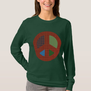 Plaid Peace Symbol T-shirt