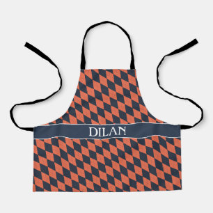 Plaid Peach Black Minimal Pattern Apron